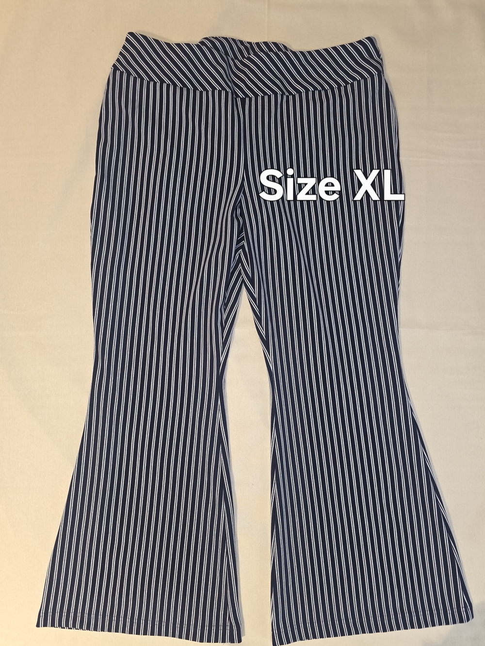 NWT Cato Navy and White Striped Flare Pull-on Pants Size XL